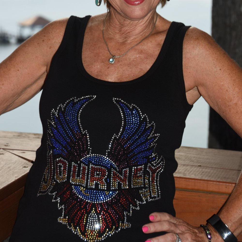 Journey  Rhinestone  bling sleeveless tank top  XS,S,M,L,XL,XXL, 1X,2X,3X,4X,5X